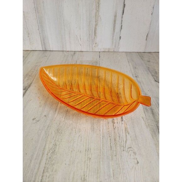 Orange fall leaf plastic table top bowl decor - Picture 1 of 5